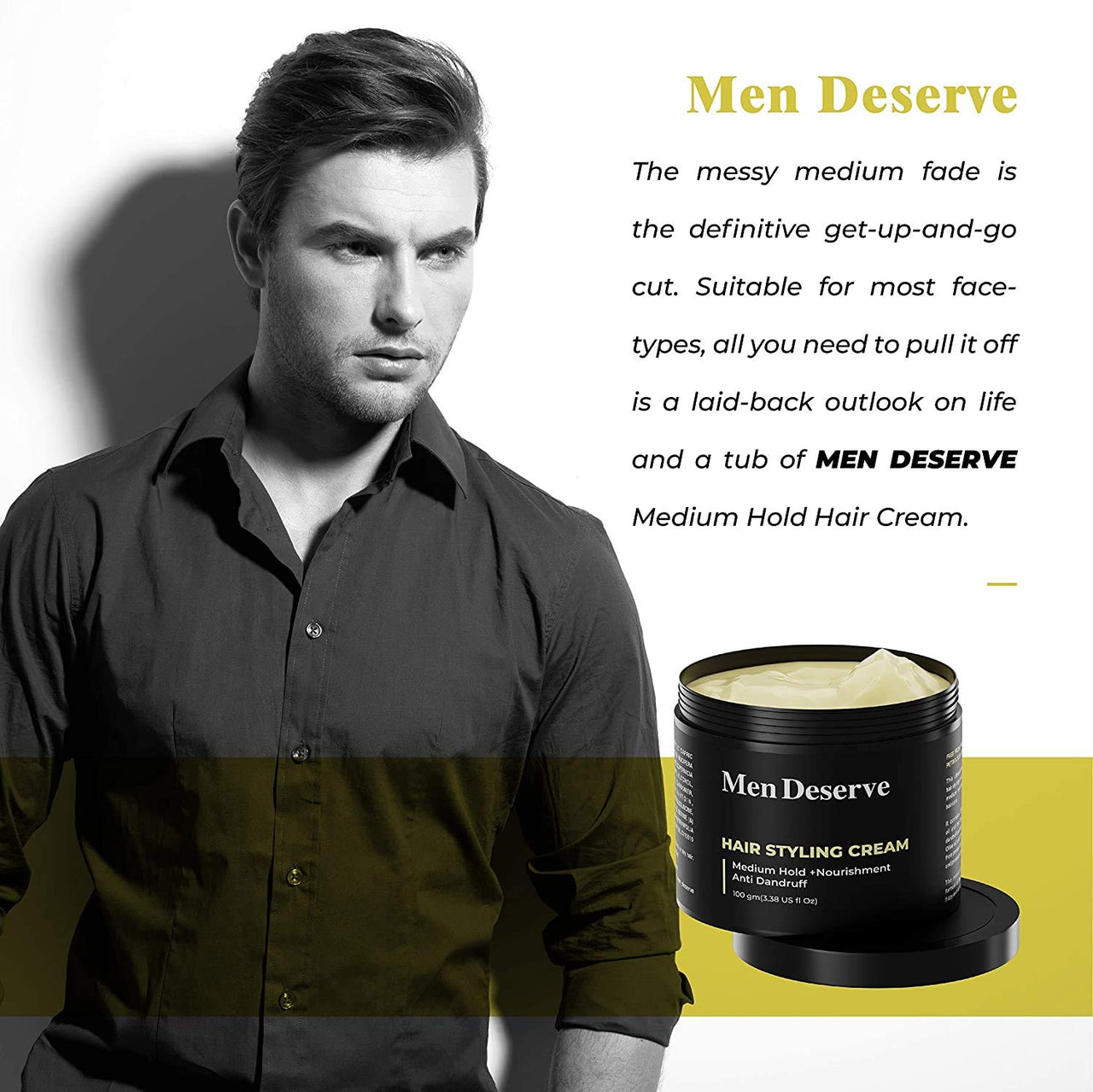 Men Deserve - Combo Pack of Daily Hair Cream & Hair Styling Cream (2x100g) | Non-Greasy Hair Cream for Men With Olive Oil, Coconut Oil, & Keratin for Dry and frizzy hair