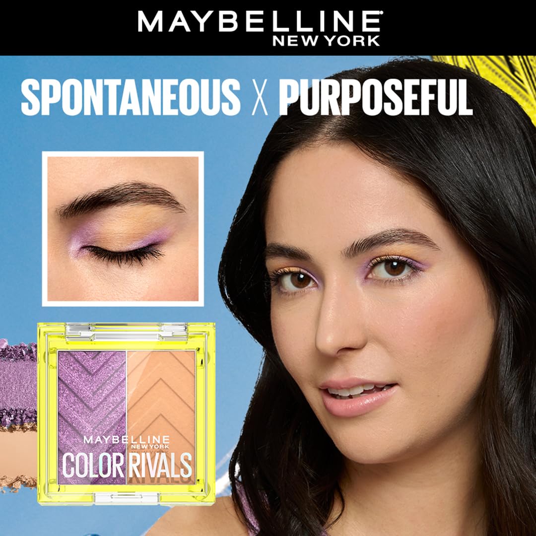 Maybelline New York Color Rivals Pigmented Eyeshadow Palette - Spontaneous x Purposeful, Long-lasting Shimmer & Matte Eyeshadow. Color Rivals Eyeshadow Palette is Waterproof & Sweatproof | 3g