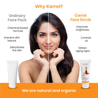 Karrot Natural Skincare Carrot Exfoliating Scrub for Glowing and Brightening Skin, Revitalizes Dullness and Rejuvenates, Contains Green Tea, Thyme Oil, For Men and Women, All Skin Types, 100gms