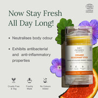 Juicy Chemistry Organic Deodorant Stick, 40g | Underarm Roll On Deo for Women & Men | Brightening Deo & Body Perfume | Reduces Pigmentation | Long-Lasting Citrus Fragrance | Safe for Sensitive Skin