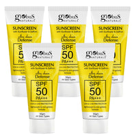 Globus Naturals Sunscreen with Ultra Sheen Defense, SPF 50 PA+++, UVA & UVB Protection, Lightweight & Non-greesy Formula, Normal to Oily Skin, 50 gm (Pack of 5)