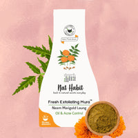 Nat Habit Face Scrub, Neem-Marigold-Laung Exfoliating Mura For Oil & Acne Control, With Neem Antimicrobial Qualities Provide Clean, Clear & Soft Skin (Pack of 2 x 25 gm)