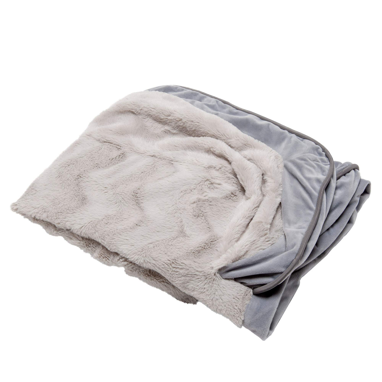 Furhaven Replacement Dog Bed Cover Perfect Comfort Plush & Velvet Waves Sofa-Style, Machine Washable - Granite Gray, Medium Cover Only 30.0"L x 20.0"W x 0.3"Th Sofa - Plush & Velvet Waves (Granite Gray)