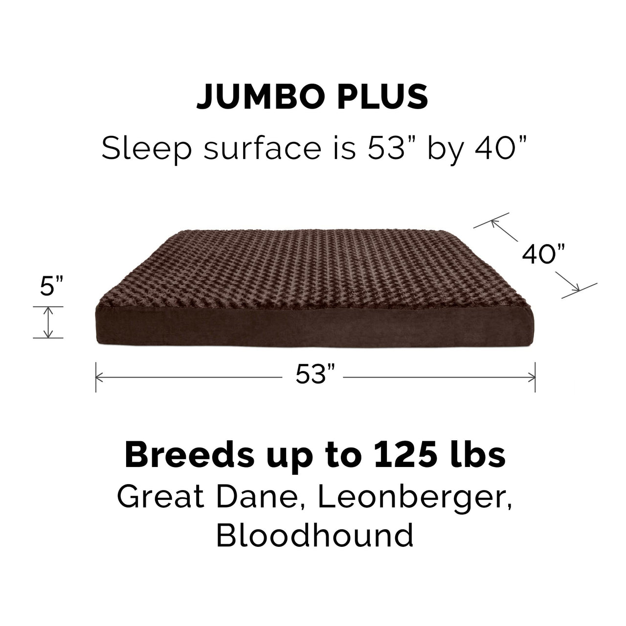 Furhaven Replacement Dog Bed Cover Ultra Plush Faux Fur & Suede Mattress, Machine Washable - Chocolate, Jumbo Plus (XX-Large)