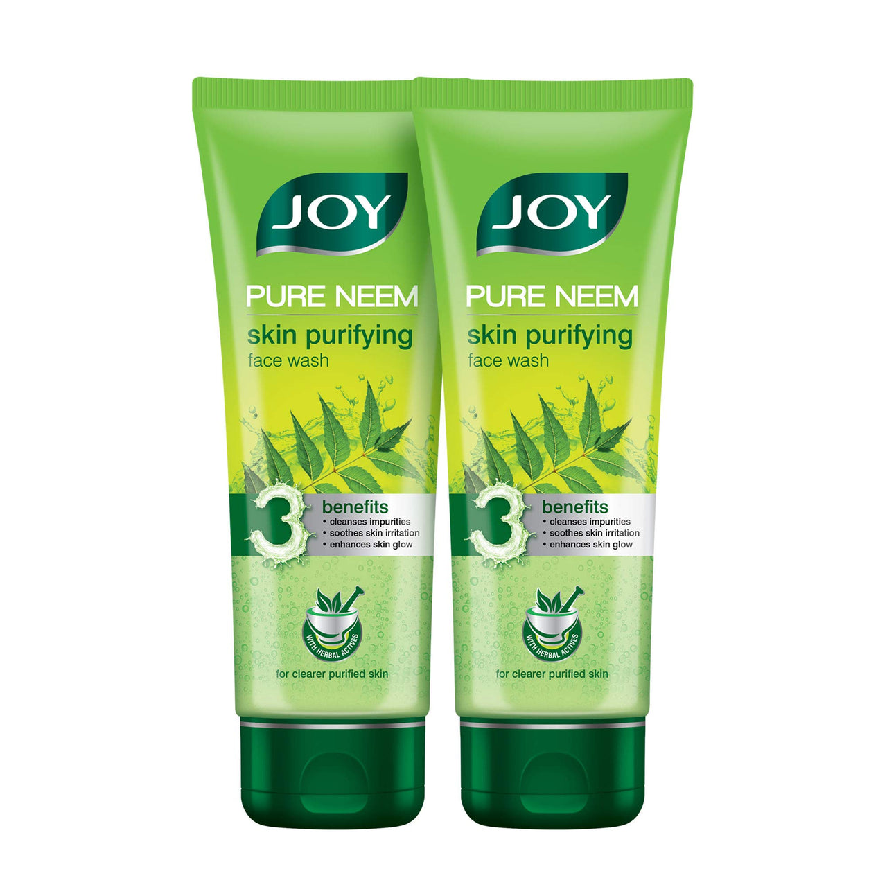 Joy Skin Purifying Neem Face Wash for Oily & Acne-Prone Skin | Fights Pimples, Controls Excess Oil & Unclogs Pores | Natural Antibacterial Formula | Men & Women 100ml x 2