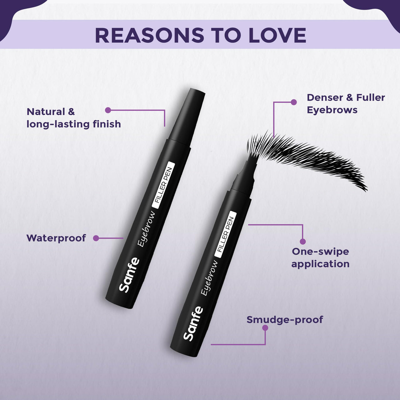 Sanfe Eyebrow Filler Pen | Perfect Eyebrow Enhancer, waterproof & smudge-proof | one swipe application with micro precision, natural & long-lasting finish | For Denser & Fuller Eyebrows | Black (Black, Pack Of 1)