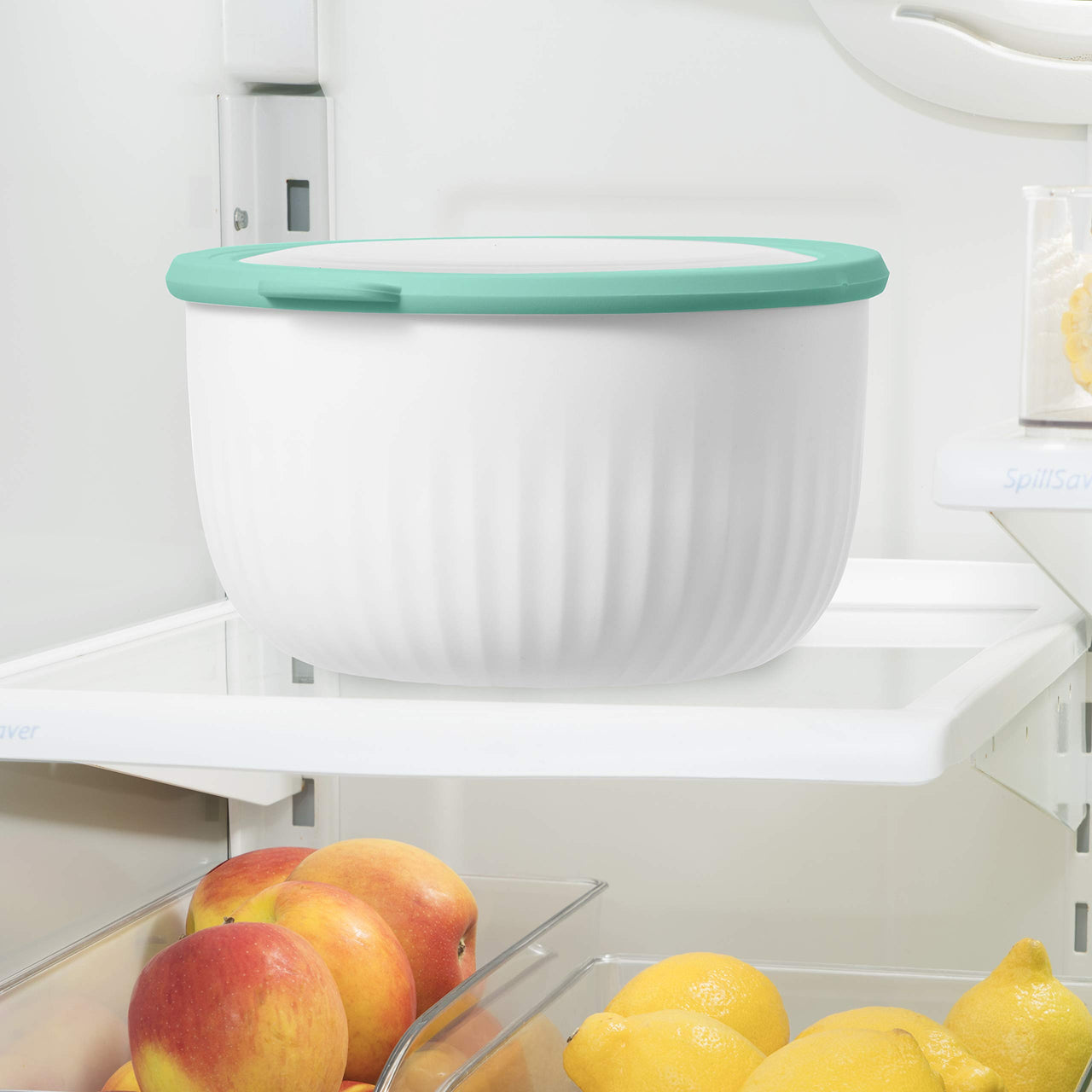Oggi Prep, Store & Serve Plastic Bowl w/See-Thru Lid- Dishwasher, Microwave & Freezer Safe, (4 qt) Lt Gray w/Dk Gray Lid 4 Quart Serve Bowl
