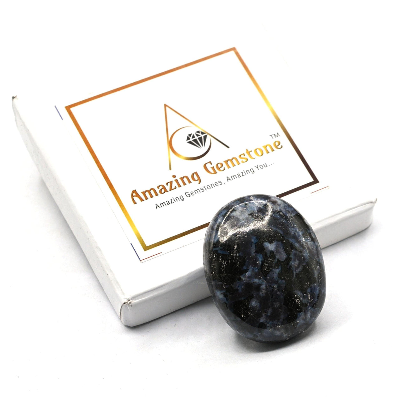 Indigo Gabbro Jasper Palm Stone - Hot Massage Worry Stone for Natural Body Chakra Balancing, Reiki Healing and Crystal Grid Indigo Gabbro Jasper