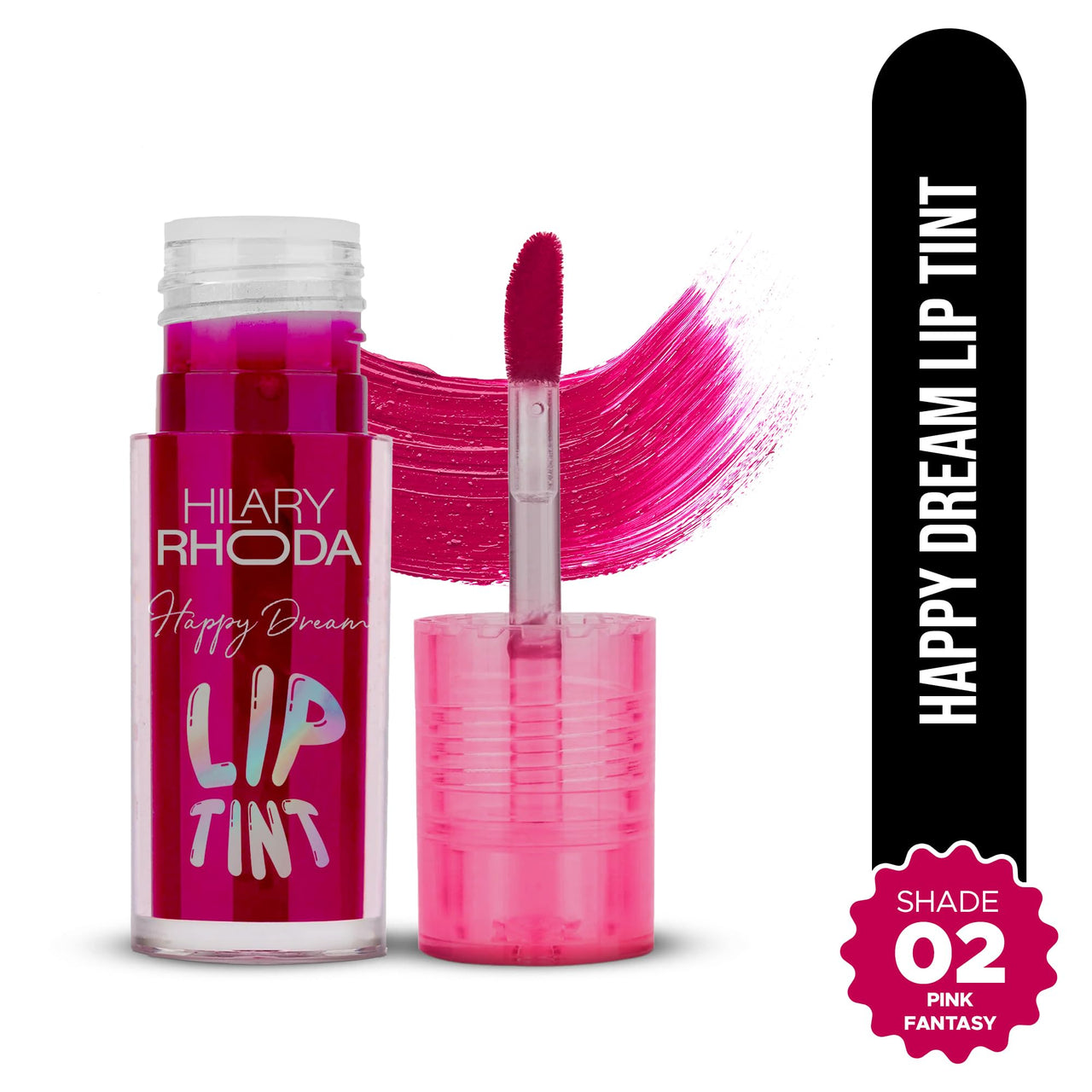 Hilary Rhoda Happy Dream Lip Tint | Hydrating Formula | Infused with Hyaluronic Acid | Cruelty-Free & Glossy Finish | Non-Sticky Formula - 3.7g (Pink Fantasy- Shade 02)