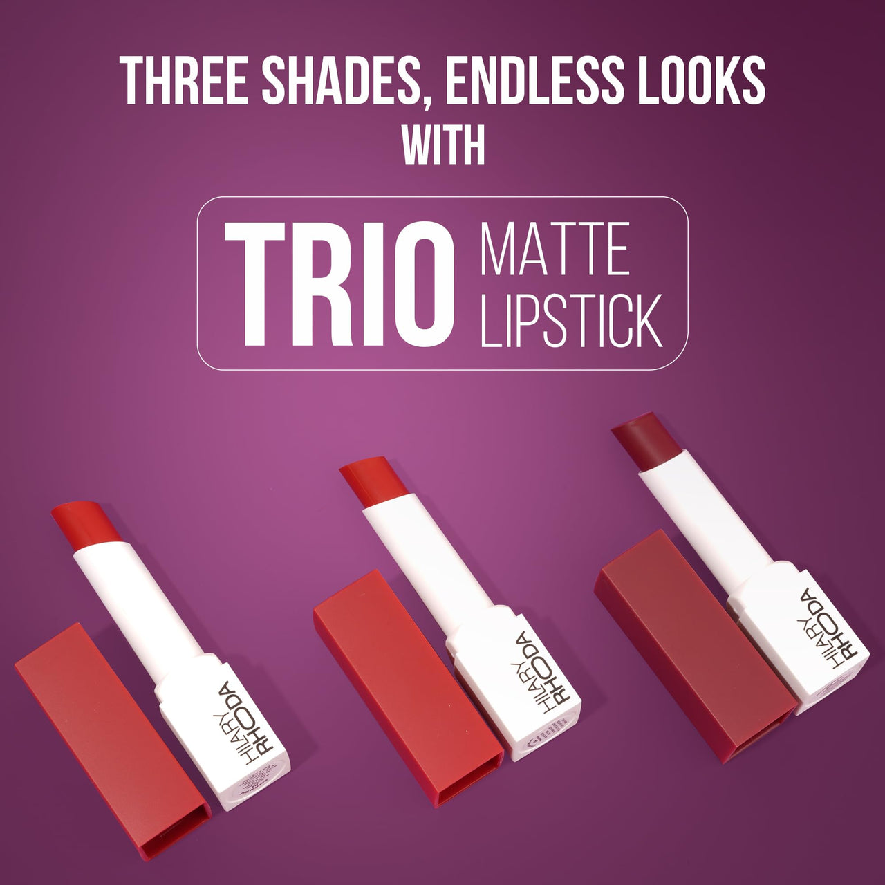 Hilary Rhoda Matte Trio Lipstick | Matte Finish & Long Lasting Lipstick | Pack of 3 Lipsticks | Highly Pigmented & Glides Smoothly | Vegan & Cruelty-Free - (Nude-Mood Trio, 3g x 3U)