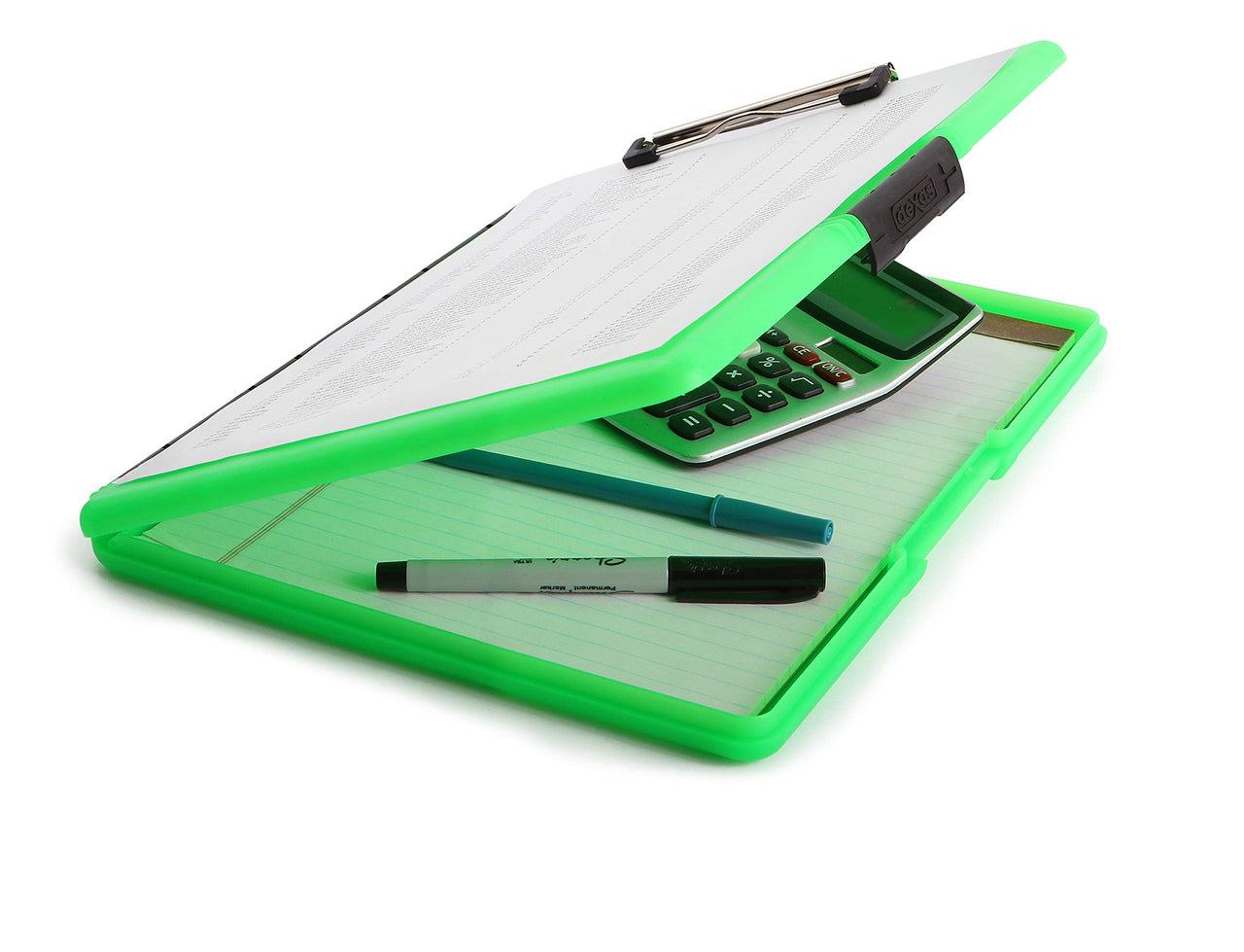 Dexas 3517-807 Slimcase 2 Storage Clipboard with Side Opening, Neon Green. Organize in Style for Home, School, Work, or Trades! Ideal for Teachers, Nurses, Students, Homeschooling, and Beyond.