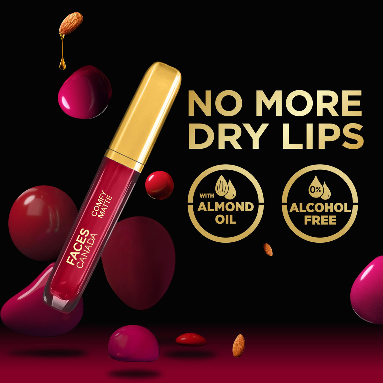 FACES CANADA Comfy Matte Liquid Lipstick - For The Win 08, 3.8 ml | Comfortable 10HR Longstay | Intense Matte Color | Almond Oil & Vitamin E Infused | Super Smooth | No Dryness | No Alcohol