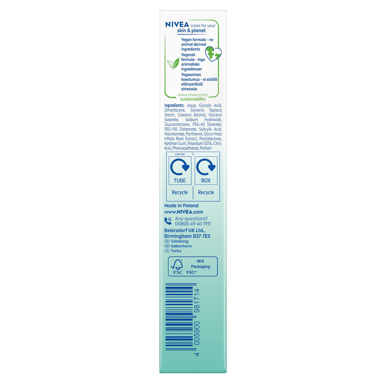 NIVEA Derma Skin Clear Exfoliator 8% Salicylic, Glycolic Acid, Niacinamide Fight Blemishes Acne Mark