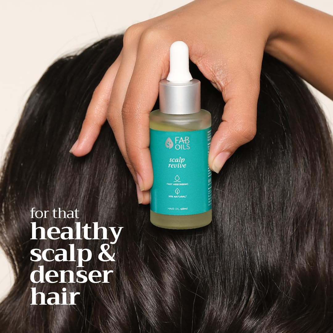 Fab Oils Scalp Revive Hair Oil for Hair Growth & Hair Fall Control | Ultra Lightweight Oil | Clinically Proven | Enriched with Basil & Bamboo | 10-Sec Fast Absorption | 95% Natural | 40 ml