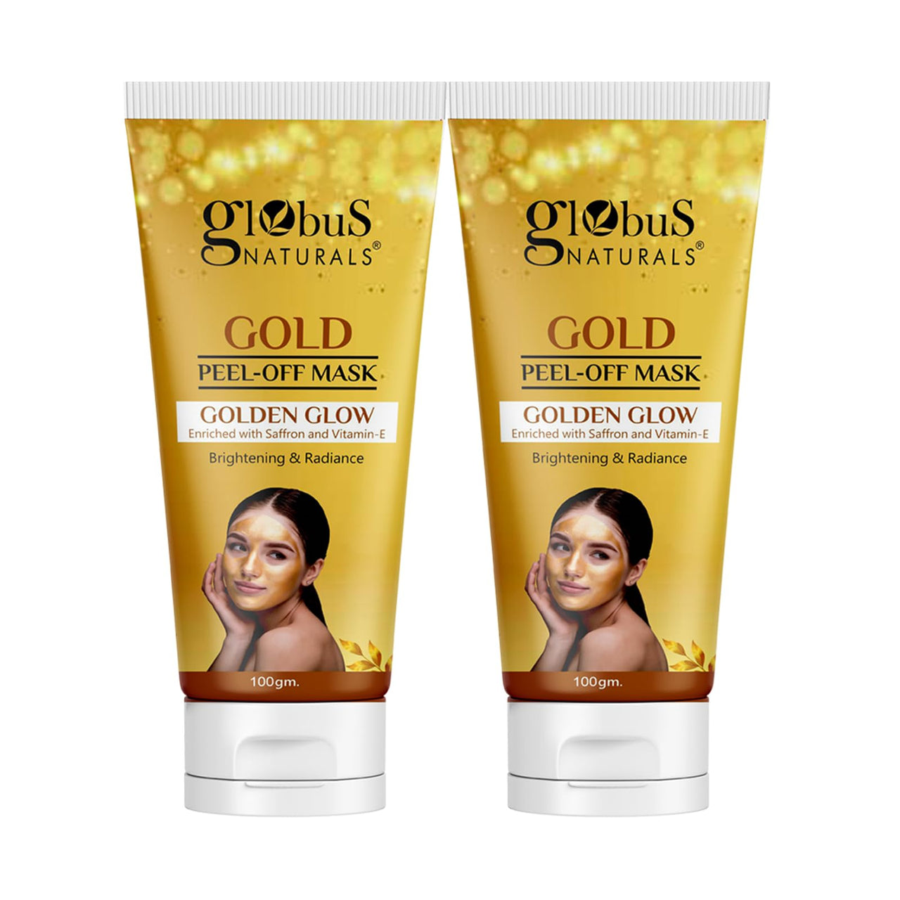 Globus Naturals Gold Peel Off Mask Enriched with Vitamin-E, For Golden Glow & Radiance, For Both Men & Women, Suitable For All Skin Types, 100g, Pack Of 2