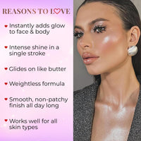 Just Herbs Born To Shine Shimmery Silver Sparkle Smooth | Portable | Moisturises & Hydrates infused with Shea Butter and Cica Single Stroke All Day Long Highlighter for Women 14g