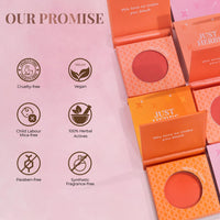 Just Herbs Nourishing Powder Blush Infused with Beetroot & Gotukola Highly Pigmented, Buildable Suitable for All Skin Tones - 3.5 g (Hibiscus Crush)