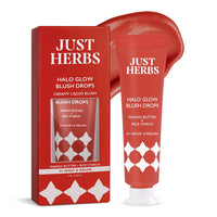 Just herbs Halo Glow Drop Blush Mango Butter + Rice Starch, Weightless Creamy Liquid Blush 10 ml (What A Melon)
