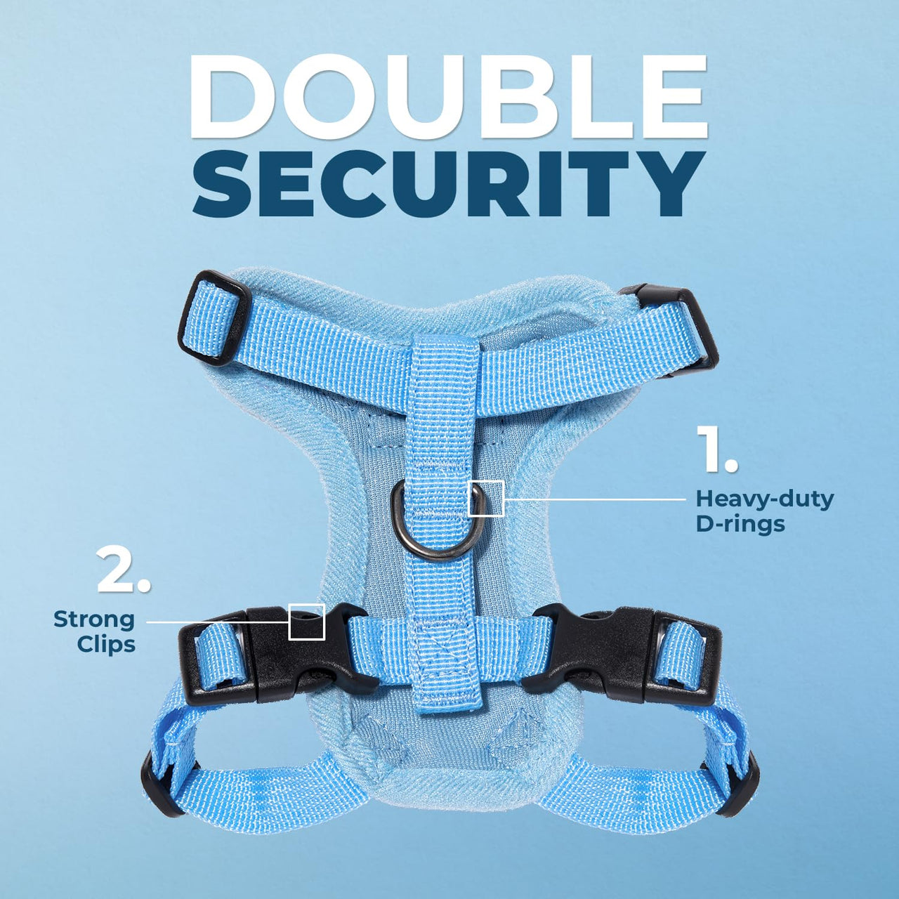 Voyager Step-in Lock Cat Harness w Reflective Cat Leash Combo Set with Neoprene Handle 5ft - Supports Small, Medium and Large Breed Cats by Best Pet Supplies - Baby Blue, XXS Harness Leash Set (Baby Blue) XXS (Chest: 11.5 - 14" * Fit Cats)