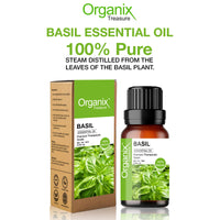 Organix Treasure Basil Essential Oil Pure, Natural & Undiluted Therapeutic Grade for Perfect For Cough, Colds, Clear Breathing, Pain, Mosquito Repellent, Aromatherapy, Relaxation, 15ML