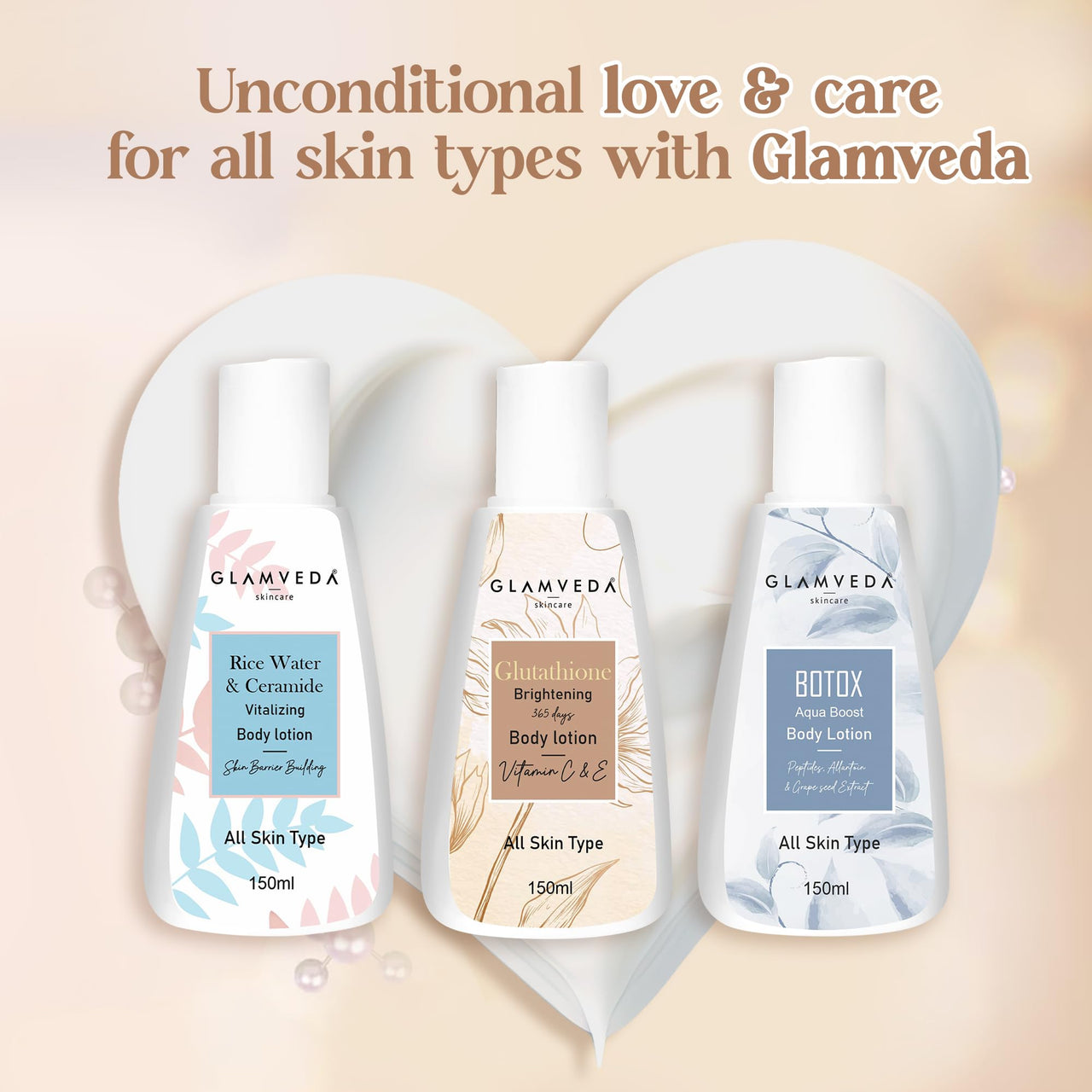 Glamveda Glutathione Body Lotion (Pack Of 2) 300 ml | Reduces Dark spots, Skin brightening with Vitamin C For Skin fairness | All Skin types |