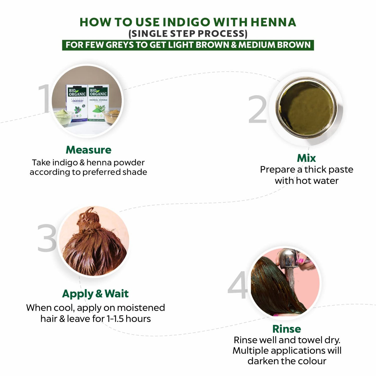 Indus Valley Bio Organic Herbal Henna Paste, 150g Pack of 2 with Indigo Powder 100g and Applicator Brush