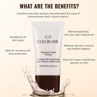 Colorbar Cosmetics Flawless Finish Primer 30 ml, Transparent |Moisturizes Skin | Gel based light weight formula |Provides Radiant & Smooth Finish