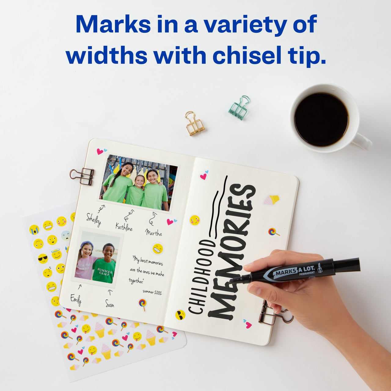 Avery Marks-a-lot Permanent Marker, Regular Desk-Style Size, Chisel Tip, Water and Wear Resistant, 1 Black Marker (17888)