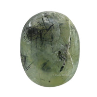 Prehnite Epidote Palm Stone - Pocket Massage Worry Stone for Natural Body Chakra Balancing, Reiki Healing and Crystal Grid Prehnite