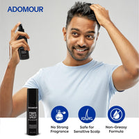 Adomour Thick Fiber Hold Spray 100ml | 2-in-1 Strong Hold Hair Fiber Lock & Setting Spray for Men & Women | Flaxseed, Aloe Vera & Green Tea | Non Greasy, Long Lasting | For All Hair Types & Fibers