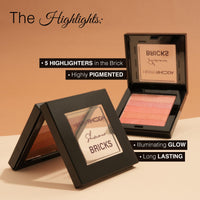 Hilary Rhoda Shimmer Bricks Highlighter Palette | Bronzers, Highlighters & Blushes | Highly Pigmented | Long Lasting & Illuminating Glow - 8.1g (Shade - 06)
