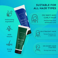Arata Styling Combo of 2 - Styling Hair Cream (50 ML) & Styling Hair Gel (50 ML) | For Glossy & Matte Looks | Soft & Strong Hold | Defined, Frizz-Free Hair | Adds Texture & Boosts Moisture | For All Hair Types