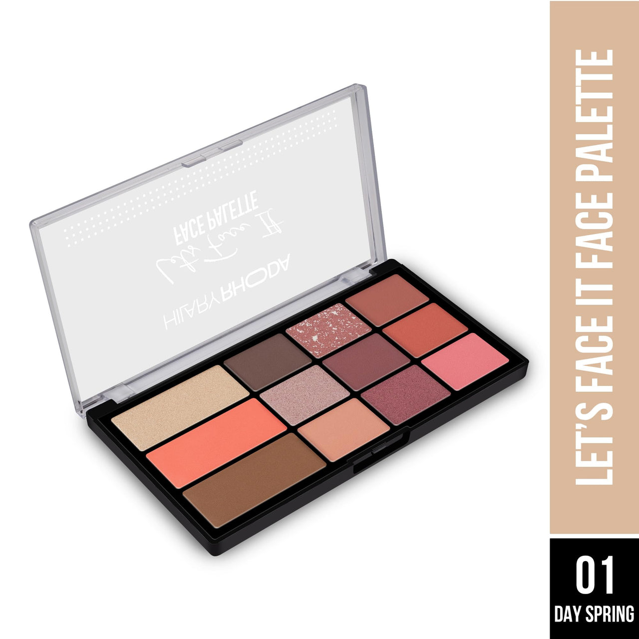 Hilary Rhoda Let’s Face It Face Palette | Highlighter & Blush | Contour | 9 Eyeshadows | Super-Fine Particles | No Fallout | Matte & Shimmer Finish -23.4g (Day Spring |Shade 01)