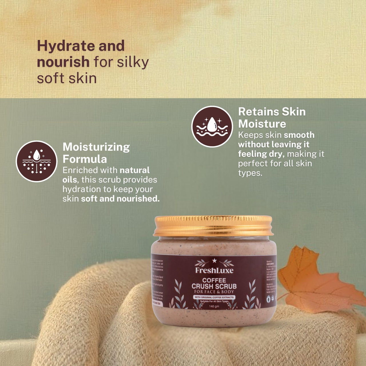 FreshLuxe Coffee Crush Body & Face Scrub | Exfoliation & De-Tan | Enriched with Walnut Powder | Unisex | 140g