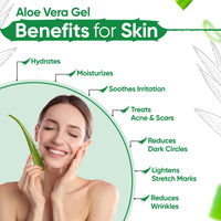 KAZIMA Pure Aloe Vera Gel for Skin and Hair, 500gm | Hydrates, Moisturizes & Soothes Irritated Skin | Pure & Natural Aloe Vera Gel for Face, Acne, Scars, Dark Circles & Sunburn