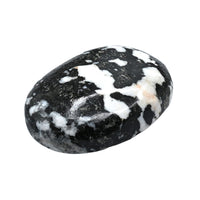 Black and White Tourmaline Palm Stone - Pocket Massage Worry Stone for Natural Body Chakra Balancing, Reiki Healing and Crystal Grid Black & White Tourmaline