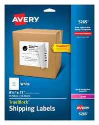 Avery Full Sheet Printable Shipping Labels, 8.5