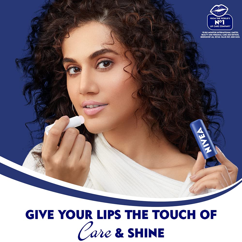 NIVEA Lip Balm, Original Care, 4.8g and NIVEA Lip Balm, Pomegranate Shine, 4.8g