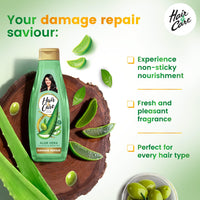 Hair & Care Triple Blend Damage Repair Non-Sticky Hair Oil with Aloe Vera, Olive Oil & Green Tea, 300 ml + 100 ml