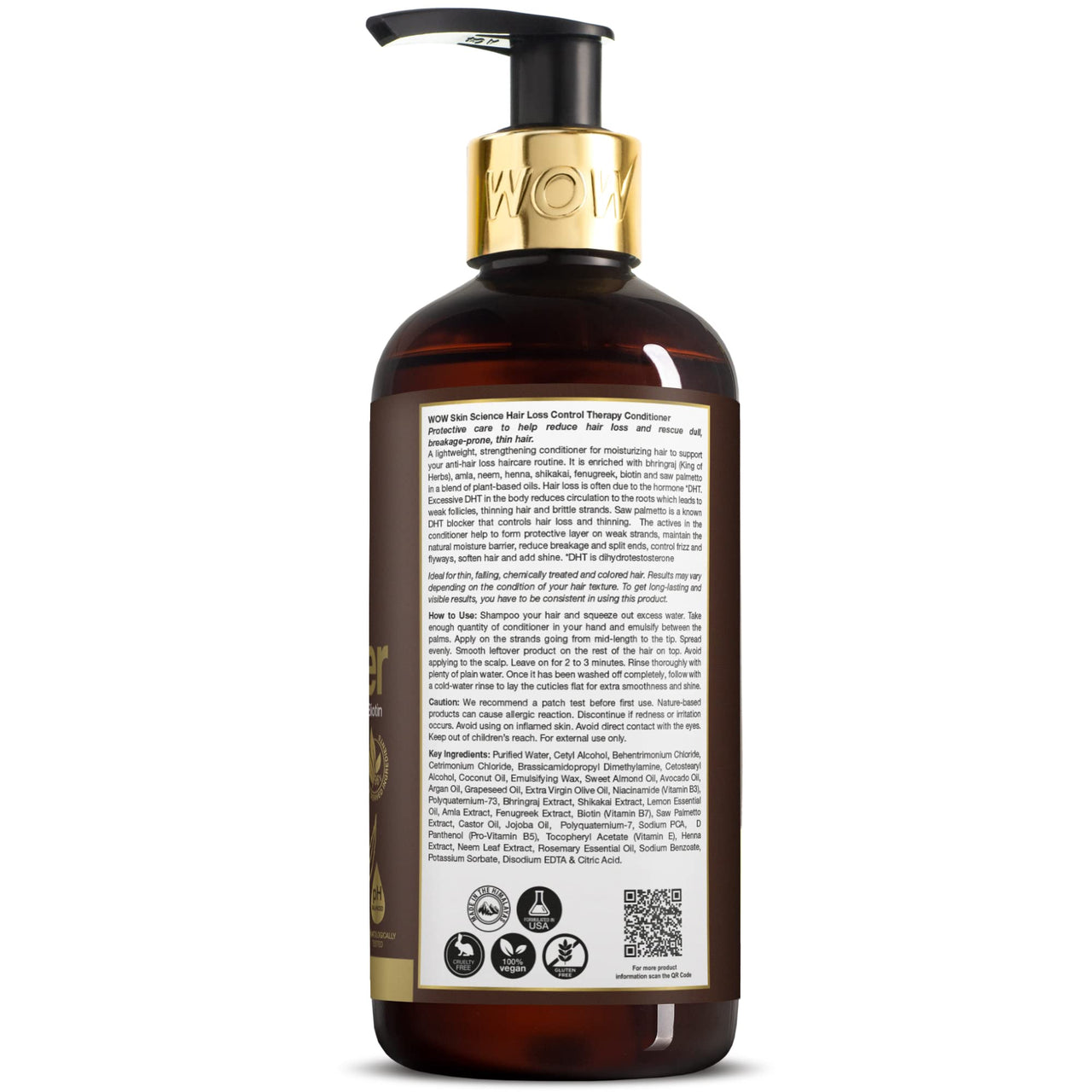 WOW Skin Science Hair Loss Control Therapy Conditioner Lemon & Rosemary For All Hair Types, 300 Millilitre