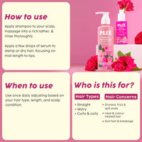 PLIX - THE PLANT FIX Hibiscus Frizz Control Hair Serum 50ml + Bond Repair Advanced Shampoo 200ml | Protects & Smoothes Frizzy Hair | 3x Strength with Fiberhance