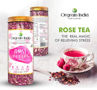 Orgrain India Pushkar Raj Pink Rose Petals 50g | Organically Grown Company-Owned Farmlands | Sun Dried Gulab Patti | Rose Tea