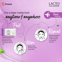 Lacto Calamine Oil Control Face Wipes | 30 N each- Pack of 2 | Wet Wipes for Face With Neem, Aloe Vera & Niacinamide | Makeup Remover Wipes | Hydrating, Refreshing, Soothing | Pararben & Alcohol Free