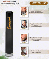 ECOSENSE Beard & Moustache Touchup Stick: Instant Temporary Beard Perfection | Black Color Pencil For Men, Beard Pen, Beard Dye for Long Lasting Coverage, Mustache 3 gm