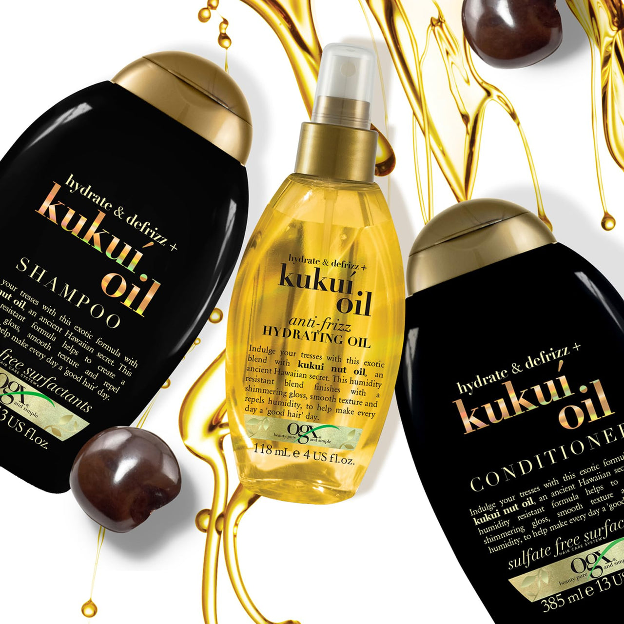 OGX Kukui Oil Shampoo Hydrate Plus Defrizz 13oz (385ml)