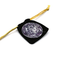 Lepidolite Palm Stone - Pocket Massage Worry Stone for Natural Body Chakra Balancing, Reiki Healing and Crystal Grid Lepidolite