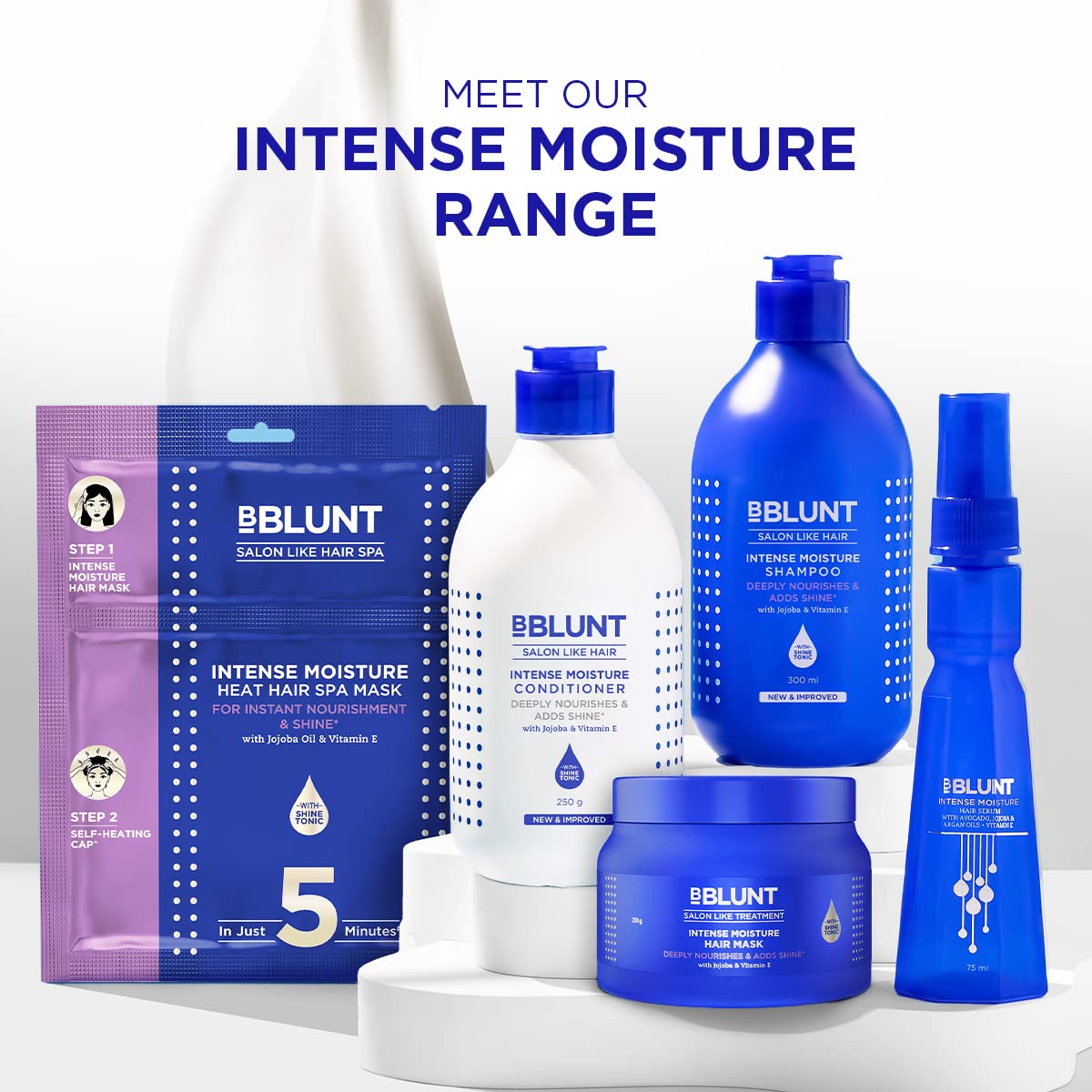 BBLUNT Intense Moisture Heat Hair Spa Mask with Jojoba Oil & Vitamin E for Salon-Like Hair Spa at Home - 70 g