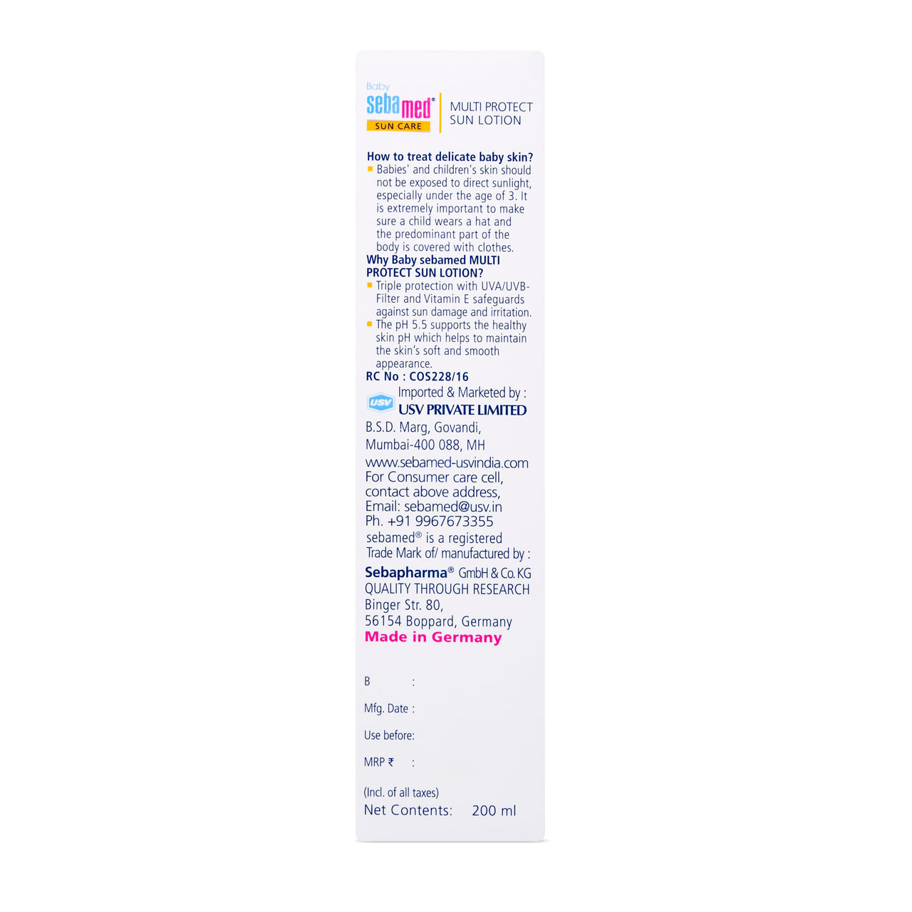 Sebamed Baby Sun Lotion|pH 5.5|Triple Protection from UV rays|Water & Sweat resistant|200 ml
