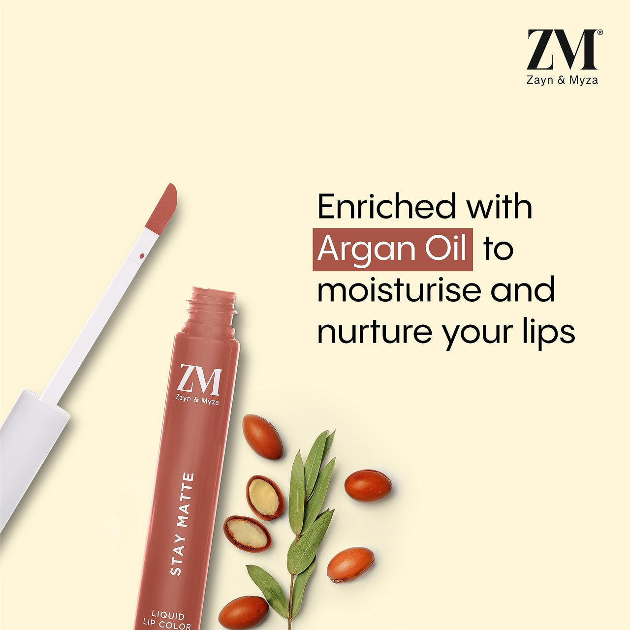 ZM Stay Matte Transfer-proof Lip Color | Matte Texture | Liquid Lipstick | Waterproof and Smudgeproof | Cruelty-free, 6 ML (Nude Sunset)