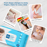 Mee Mee Caring Baby Wet Wipes with lid, 72 Pcs (Aloe Vera, Pack of 3)